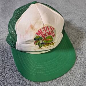 Mirage‎ Studios Boys OSFM Trucker Hat Green TMNT Mutant Power Vintage 1989 Mesh
